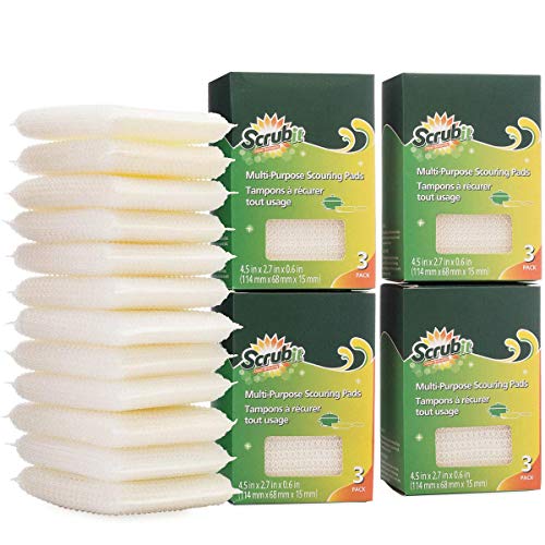 Multi-Purpose Scouring Pad by Scrub-It - Non-Scratch Cleaning Dobie Pads for Pots, Pans, Dishes, Utensils & Non-Stick Cookware - Sponge Scrubbers Use for Kitchen, Bathroom & More (12 Pack) - size: 12 Pack