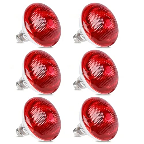150W Red Infrared Heat Lamp Bulbs, Reptile & Chicken Heat Emitter Basking Light, Heat Bulb for Bearded Dragon, Lizard, Tortoise, Chicks, Brooder Coop, Pets, Food Service (6 Pack) - size: 6 Pack