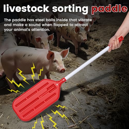 Livestock Sorting Panel with Paddle, Pig Board, Lightweight&Sturdy | Durable Animal Guide Board and Sorting Panel for Hogs, Cattle, Sheep and Goats, Farm & Show Use, Easy to Carry, 38x30x1.3"