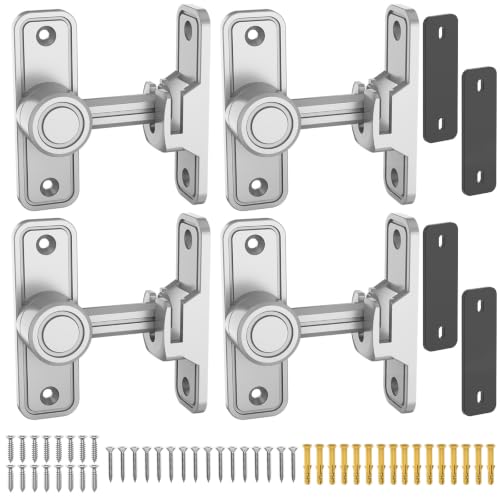Sliding Barn Door Lock, 90 Degree Locks, 4 Pack-Silver | Flip Gate Latches for Garden, Bathroom, Outdoor, Garage, Window, Barn Doors - color: 4 Pack Silver
