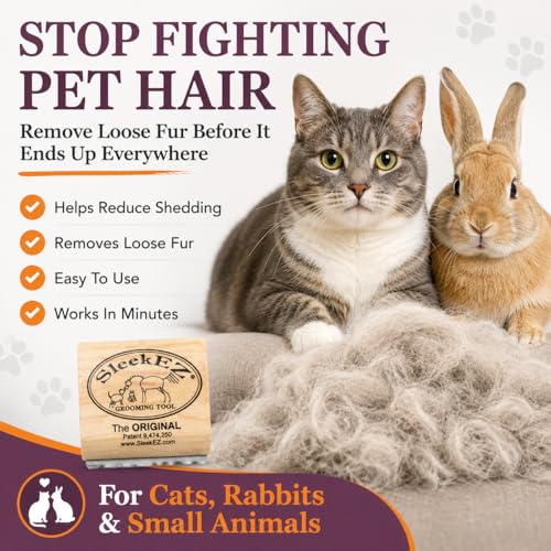 SleekEZ Cat Brush for Shedding - Deshedding Brush for Cats - Patented Grooming Tool for Removing Loose Fur, Undercoat & Hair - Made in USA - Works on Short, Medium & Long Coats - style: Cat Brush