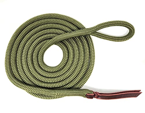 Double Braid Lead Rope with Eye Splice Loop, 12-14FT Lengths (Olive Green, 14 ft.) - color: Olive Green, size: 14 ft.