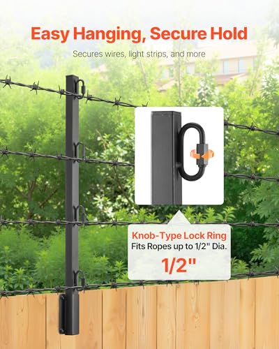 VEVOR Fence Post Extender, 8 Packs 23.8 in Barbed Wire Arm, Sturdy Steel Fence Height Extender, Flat or Surface Mounted Barbed Wire Extension Arms, Protect Privacy and Prevent Pets Jumping Off - style: Square