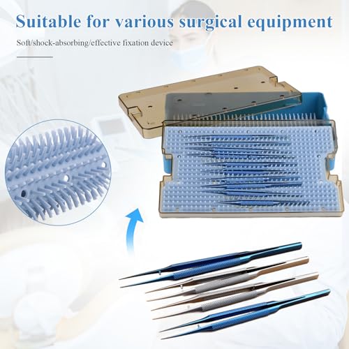 REEHUT Double Layer Autoclavable Instruments Storage Box Instruments Sterilization Tray Case with Silicone Mat