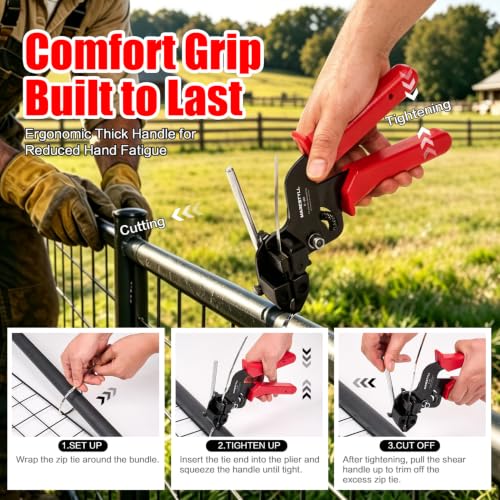 Metal Zip Ties Gun Set-For Fastening And Cutting Tie Special Tool,With 150pcs Stainless Steel Zip Ties Heavy Duty Outdoor，For Chain Link Fence Parts, Wire Fence Rolls,Exhaust Wrap, Poultry Fence
