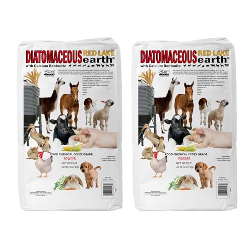 Red Lake Earth Animal Feed Additive, 20lbs (Pack of 2) - Natural Diatomaceous Earth with Calcium Bentonite for Livestock - Prevents Caking, Improves Feed Flow & Maintains Fresh Feed - size: 20lbs - 2 Pack