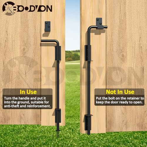 12" Cane Bolt Gate Drop Rod Heavy Duty Gate Hardware, Gate Ground Latch for Wood Metal Vinyl Gates Doors Stopper for Gate Ground, Wrought Iron Gate Latches, Black Finish-1 Pack - size: 12 Inch