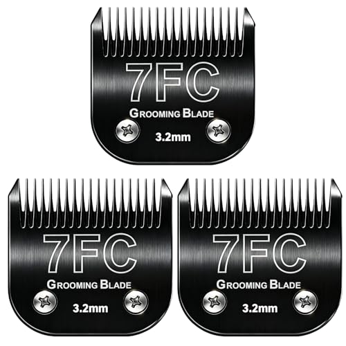 3 Pcs Size 7FC Detachable Dog Grooming Blades, Compatible with Andis, Oster A5, Wahl KM10 Series Clippers, Cut Length 3.2mm, Black (7FC 3.2mm, 3Pcs) - size: 7FC 3.2mm, 3Pcs