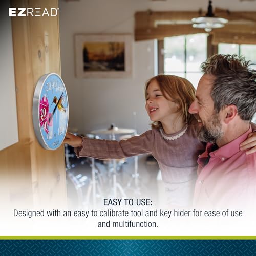 Headwind Consumer Products EZREAD Hanging Dial Thermometer - Weather Thermometers for Indoor and Outdoor Use, Large 12.5 Inch Diameter, Easy-to-Read Numbers, Hummingbird - color: Hummingbird