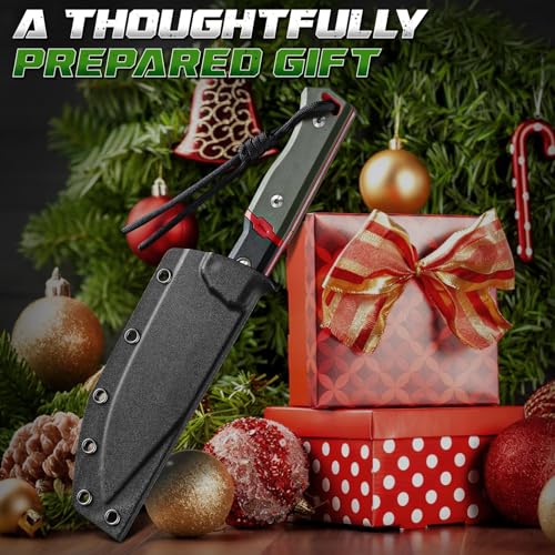 Purple Dragon Outdoor Knife for Skinning - Drop Point Skinning Knife Green | Forged from a Single Piece of D2 Steel, Full Tang G10 Handle, Gift Box - size: 4.8 inch