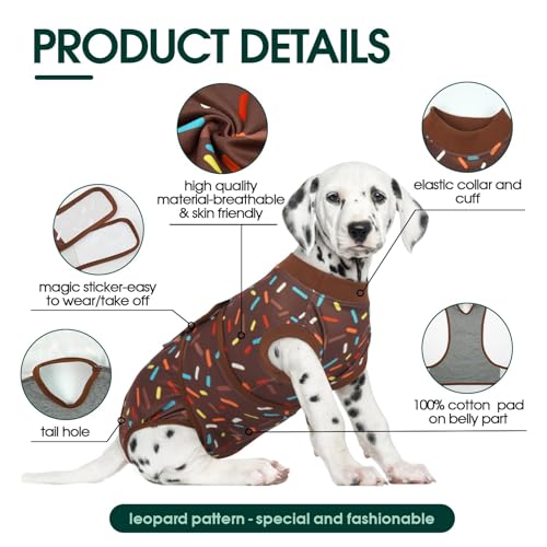 Kuoser Dog Surgery Suit, Female Dog Recovery Suit Doggie Onesie for Surgery | Comfy Recovery Suit for Dogs, Post-Op Onesie for Female & Male Dogs, Soft Protective Wear - color: A-BrownRibbon, size: XS (Back:8.3-11.4'', Weight:4-7 LB)