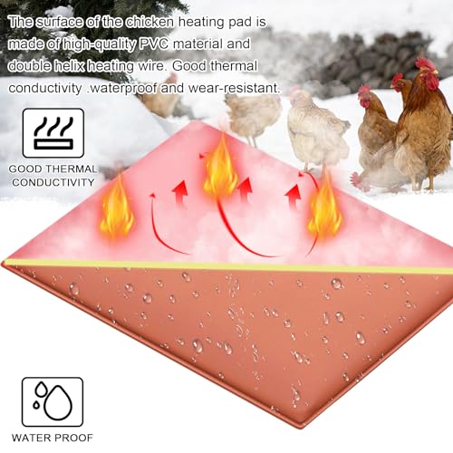 Chicken Heating Pad Baby Chicks Heater Mat Temperature and Timer Adjustable Led Display Chicken Warming Blanket Heated Mat with Anti Bite Cord Chick Brooder Heating Mat Orange 11.7" X 15.6" - size: 15.6"L x 11.7"W x 0.4"H