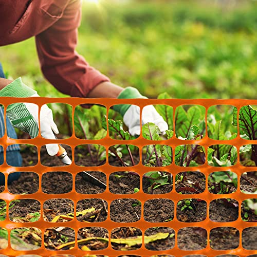 Sunnyglade 4X100 Ft Outdoor Snow Fence Plastic Temporary Fence Orange | Snow Fence Temporary Garden Safety Netting for Poultry,Rabbits, Chicken, Dogs