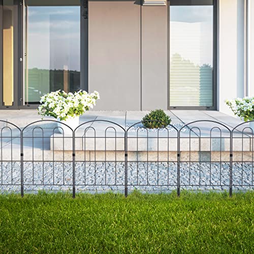 Decorative Garden Fence 24in x 10ft, Flower Bed Fencing Panels | 10 Pack,Iron Wire,RustProof,Animal Barrier - size: 10ft Arc