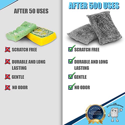 Kitchen Sponges for Dishes, Scouring Pads Non Scratch Scrubbers | Multi-surface non-metal dish scouring scrubbers for fast cleaning; heavy duty, non-scratch scrubbing sponges - size: 6 Count (Pack of 1)