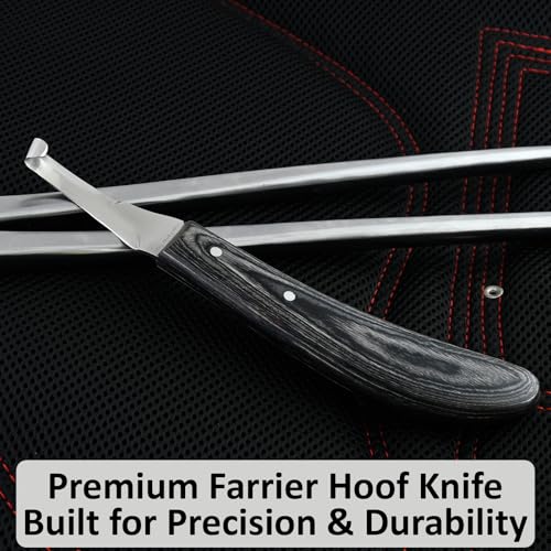 – Premium Double Side Hoof Knife with Black Handle | Dual-Edge Stainless Steel Blade | Professional Farrier Hoof Trimming Knife for Horses & Equine Hoof Care