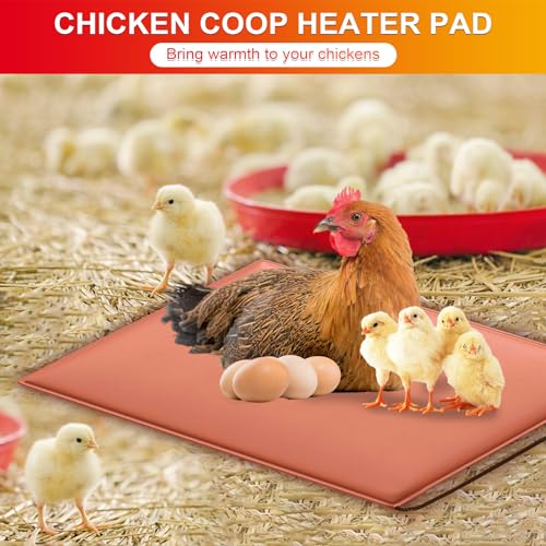 Chicken Heating Pad Baby Chicks Heater Mat Temperature and Timer Adjustable Led Display Chicken Warming Blanket Heated Mat with Anti Bite Cord Chick Brooder Heating Plate Orange 15.6" X 23.4" - size: 23.4"L x 15.6"W x 0.4"H