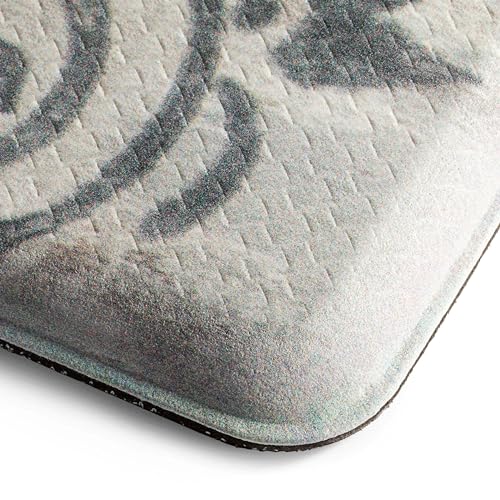 Cozy Living Anti-Fatigue Kitchen Mat, Grateful Floral 17.5"x30" - color: Grey/Cream, size: 18"L x 18"W x 0.5"Th
