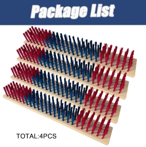 4 PCS 40cm Livestock Scratching Brushes, Goat Brush for Grooming & Massage, Goat Toys, Pre-Drilled Holes & Wood Wax Oil Finish, Essential Goat Supplies for Horse, Sheep, Cow, Pig