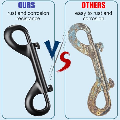 Double Ended Bolt Snaps Hook Zinc Alloy Double Trigger Metal Clips for Hanging Horse Tack Sling Feed Barns Water Buckets Linking Dog Leash Collar Leash Key Chain Horse Feeding Supplies 15 Pieces - size: 3.5 inch black
