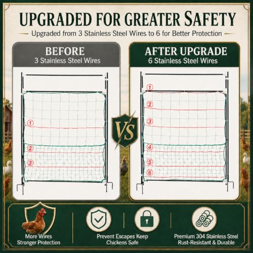 Leinuosen Electric Poultry Netting Gate, 50" H x 37" L Chicken Fence Gate | Portable Electric Poultry Nets Fence Kit for Chickens, Ducks, Turkeys, Sheep, Geese in Yard, Farms, Backyards, Garden - size: 50" X 37"