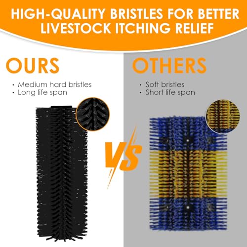 4 Sets Scratch Brushes For Livestock - 20 X 8 Inch Anti-Itch Tool,Multifunctional Cow Scratching Grooming Brush,Screws And Nuts For Sheep, Cattle, Horses, Pigs,Effectively Protecting The Fence - color: black