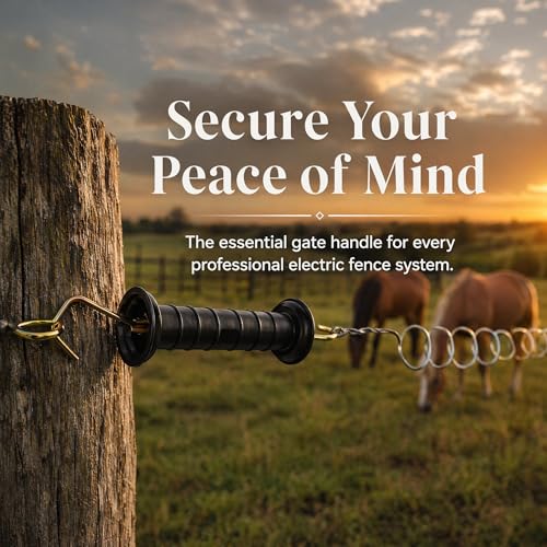Hiceeden 10 Pcs Electric Fence Gate Handle, Heavy Duty Electric Fence Insulators, Insulated Plastic Handle, Black