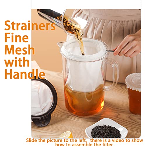3 PCS Fine Mesh Strainer Bags with Handle, Reusable Nut Milk Bag Thai Tea Strainer, Cheesecloth for Straining NutMilk Coffee Milk Juices Honey Wine Oil - color: 3 Medium Size