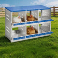50.39" Metal Chicken Nesting Box, 4-Compartment Poultry Nest Box with Perch and Ventilation Holes, Blue Roof Hen Laying Box for Up to 8 Chickens - color: Blue A, size: 37.8"L x 18.9"W x 28.0"H