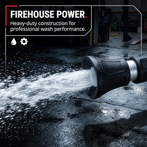 Hi-Tech Industries Power Flow Fireman Style Nozzle SP-020N – Heavy Duty Adjustable Garden Hose Spray Nozzle with Comfort Grip, Leakproof Design