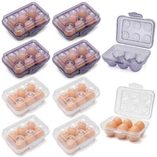 WRINGKIT 10 Pack 6 Count Egg Holder Camping, Clear Egg Storage Box with Lid | Portable Stackable Egg Carrier Containers Dispenser for Refrigerator, Travel, Kitchen, Picnic, Rv Trips, Eggs Protection Tray