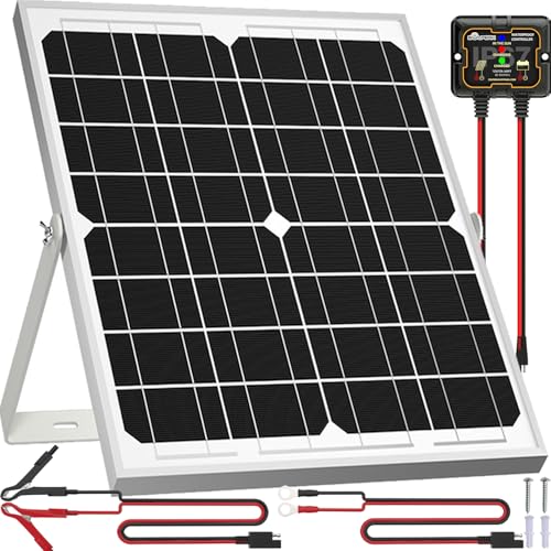 Solar Panel Kit 20W 12V Solar Battery Charger Maintainer+Controller | Solar Battery Trickle Charger + Smart MPPT Controller Adjustable Mount Bracket for Boat Car RV Motorcycle Marine Automotive - size: 20W MPPT Kit
