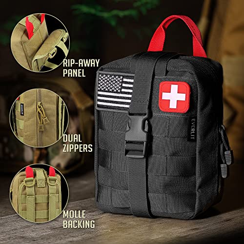 EVERLIT 250 Pcs Survival First Aid Kit | IFAK Outdoor Survival Kit Emergency Kit For Camping Hiking Hunting Earthquake Emergency Preparedness - color: Red