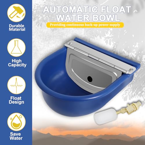 Automatic Water Dispenser for Dogs, Plastic Automatic Dog Waterer Livestock | Includes 39 Inch Water Hose, Reliable Float Control, Simple Installation, Blue Water Bowl for Farm Animals