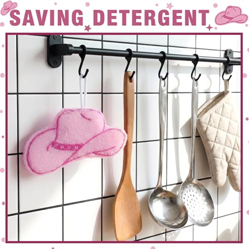 12 Pcs Cowgirl Hat Sponge Dish Scrubber Dual Sided Non Scratch Dish Washing Scrubbers Reusable Household Cleaning Kitchen Tools for Dishwashing Washing Dishes Cookware Tubs Sinks - style: Cowgirl Hat