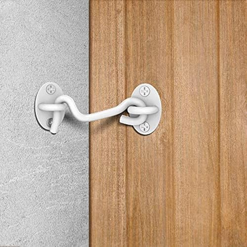 Privacy Hook and Eye Latch Easy Lock for Barn Door, Black (3 INCH-White-2PCS) - size: 3 INCH-White-2PCS