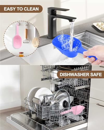 2 PACK Dog Food Scoop,1 Cup Capacity Pet Food Scoop For Dog and Cat | Pink and Blue,Clear Markings for Precise Measuring 1/2 and 1 Cup Lines,Dishwasher Safe,Plastic,Portable and Sturdy - color: pink and blue