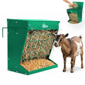 Wall Mount Hay Rack And Hay Feeder For Goats Sheep And Horses, Covered Galvanized Steel Goat Hay Feeder With Hinged Roof, 25 Gallon 2-In-1 No Waste Hanging Holder Grain Bin with hook For Cattle - color: Green