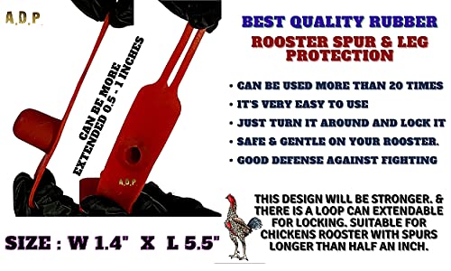 A.D.P. R4 Chicken Supplies Spur & Leg Protect Red Blue 2 Pair, Chicken Mitt Safety Poultry Hen Botas para GALLOS BREEDING, Best Rubber - color: Red & Blue R4