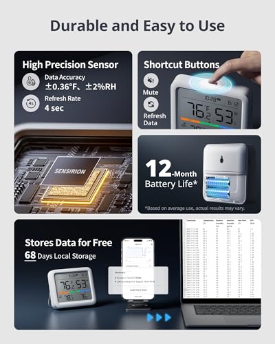 SwitchBot Meter Pro, Digital Hygrometer & Thermometer - Wireless Indoor Temperature & Humidity Monitor with Bluetooth App Control, Real-Time Alert - size: Meter Pro+Outdoor Meter