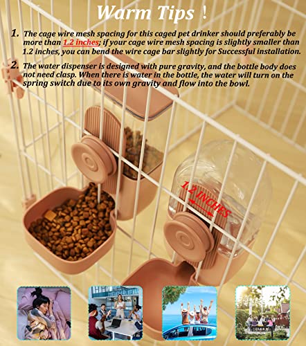 Rabbit Water Dispenser,Bunny Food Bowl,Ferret Feeders Water Bottle for Cage | Hanging Auto Ferret Food Water Dispenser, Auto Gravity Pet Feeder and Waterer Set, Cage Cat Food Bowl Dog Feeding Station - color: Pink