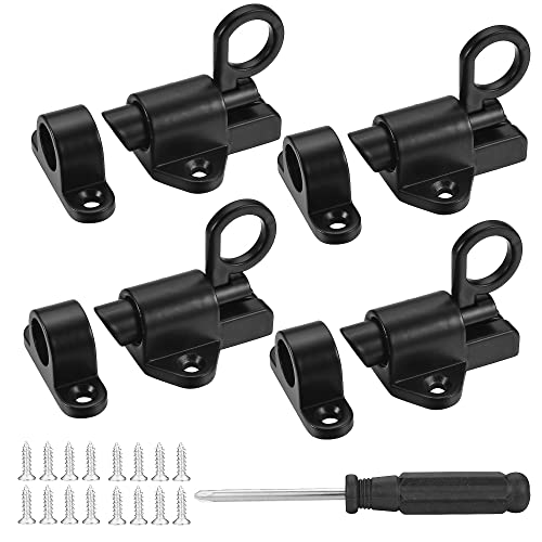 4 Packs Self-Closing Spring Latch Door Spring Bolt Locks Black | Small Spring Loaded Gate Latch Barrel Slide Bolt for Animal Coop Cage Pool Fence Window Attic Hatch Cupboard