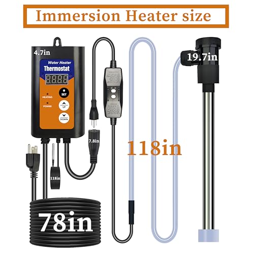240V 3000W Submersible Portable Electric Pool & Hot Tub Immersion Water Heater with Thermostat, GFCI for Bathtubs, Inflatable Pool, Above Ground Pool, Swimming Pool and Baptistry
