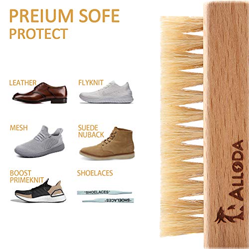 Shoe Cleaning Brush/Scrub Brush by Alloda - [Upgrade] Protect Double Sided Soft & Hard Sneaker Cleaner Brush by 100% Boar & Nylon Bristle