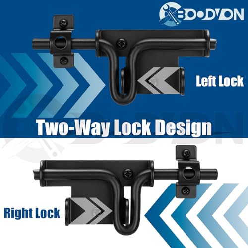 Slide Bolt Gate Latch for Wooden Fence, Sliding Bolt Gate Latch Door Lock Hardware with Padlock Hole, Slide Bolt for Outdoor Gates/Yard Fence/Shed Door/Barn Door, Black, 1 Pack