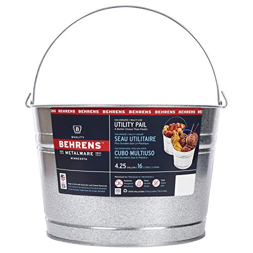Behrens C17GS 4-1/4-Gallon Galvanized Steel Pail - size: 17 quarts, style: Galvanized