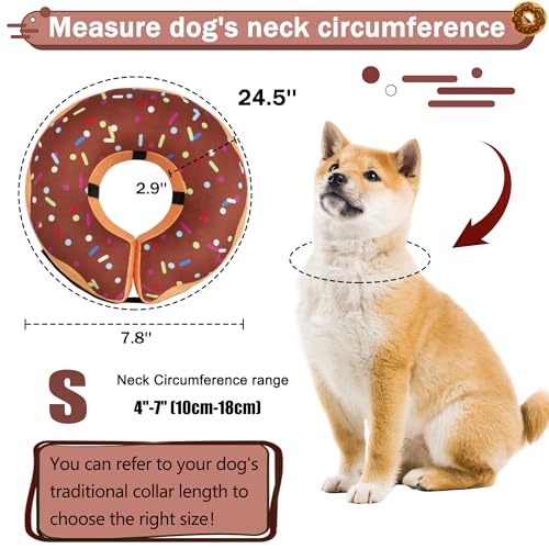Recovery Donut Collar for Dogs & Cat,Inflatable Dog Cone Collar Alternative After Surgery,Soft Dog Cone for Large Medium Small Pet, Adjustable Pet Neck Donut(Brown,Small) - color: Brown, size: S（neck 4"-7"）