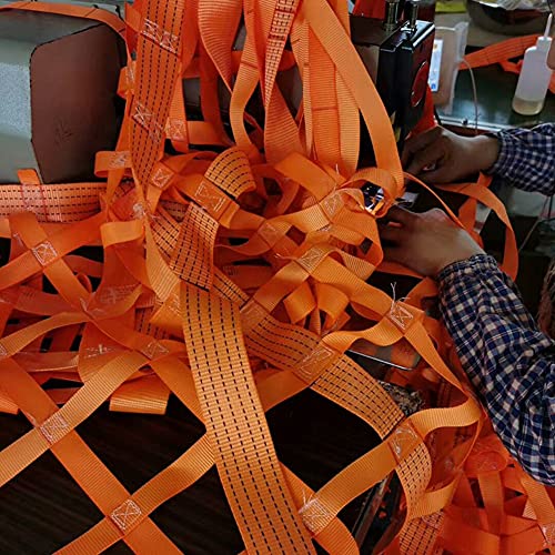 Flat Nylon Sling Hoisting Net, Loading &Unloading Heavy Objects 10cmSquare | Mesh Tear Resistance for Construction Rigging Moving Towing Hoisting Work Gear, Safety Lifting Net Straps