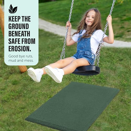 Heavy Duty Commercial Grade Rubber Playground Safety Mat - Playground Protection Mat for Swings and Slides - 54" Long X 32" Wide x 2" Thick (Green) - color: Green