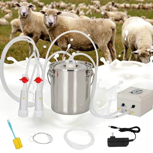 5L Goat Milking Machine, Rechargeable Battery Adjustable Pulse Vacuum Electric Goat Milking Machine,Portable Milking Machine,Individual Pulsation Adjustment, Udder Protection - size: 5L Goat
